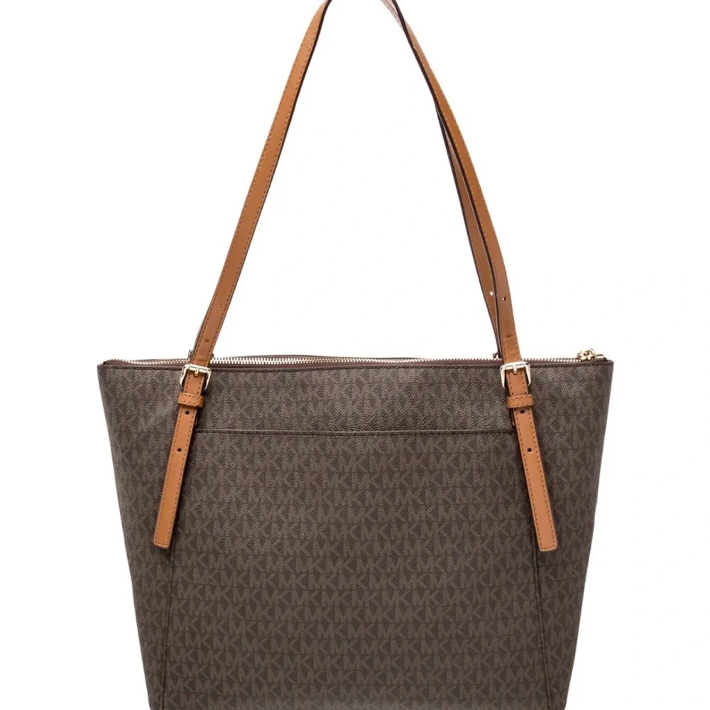 Michael Kors Dark Brown Logo Tote with Tan Straps